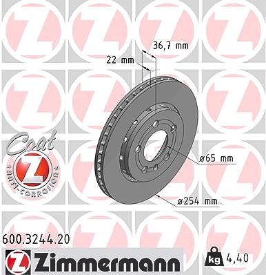 Zimmermann Bremsscheibe [Hersteller-Nr. 600.3244.20] für VW von Zimmermann