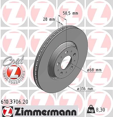 Zimmermann Bremsscheibe [Hersteller-Nr. 610.3706.20] für Volvo von Zimmermann