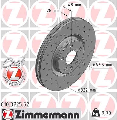 Zimmermann Bremsscheibe [Hersteller-Nr. 610.3725.52] für Volvo von Zimmermann