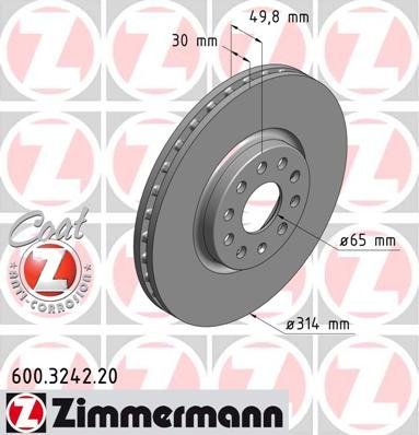 Bremsscheibe COAT Z - Zimmermann 600.3242.20 von Zimmermann