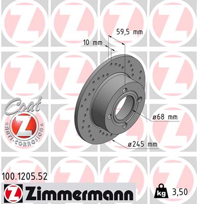 Bremsscheibe Hinterachse Zimmermann 100.1205.52 von Zimmermann