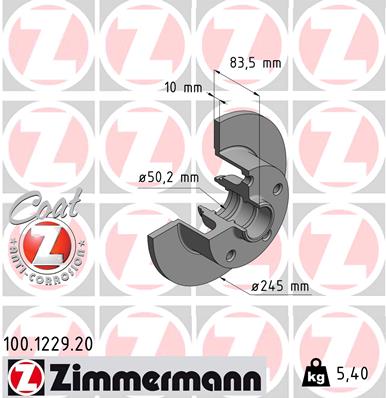 Bremsscheibe Hinterachse Zimmermann 100.1229.20 von Zimmermann