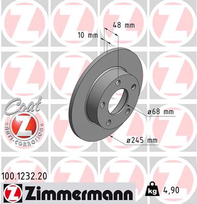 Bremsscheibe Hinterachse Zimmermann 100.1232.20 von Zimmermann