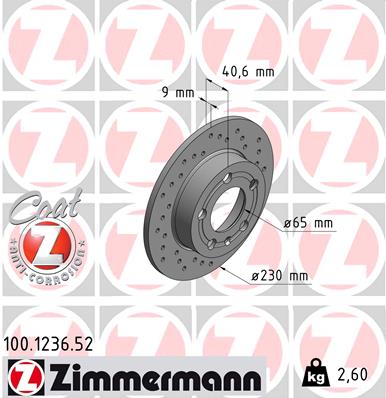 Bremsscheibe Hinterachse Zimmermann 100.1236.52 von Zimmermann