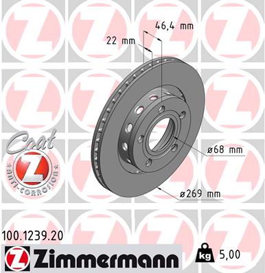 Bremsscheibe Hinterachse Zimmermann 100.1239.20 von Zimmermann