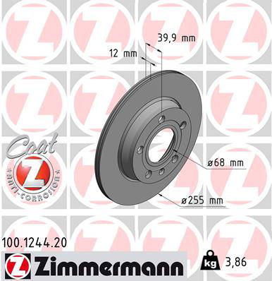 Bremsscheibe Hinterachse Zimmermann 100.1244.20 von Zimmermann