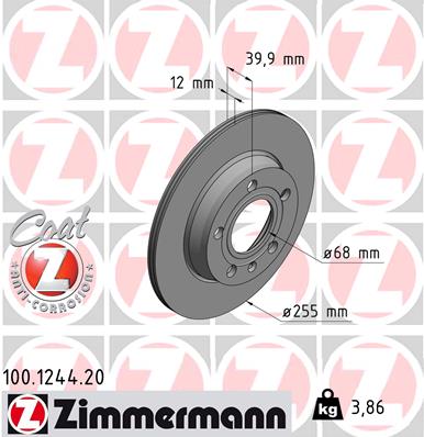 Bremsscheibe Hinterachse Zimmermann 100.1244.20 von Zimmermann