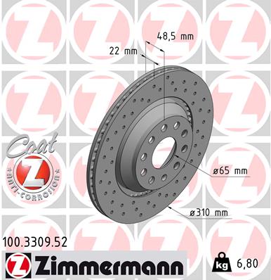 Bremsscheibe Hinterachse Zimmermann 100.3309.52 von Zimmermann