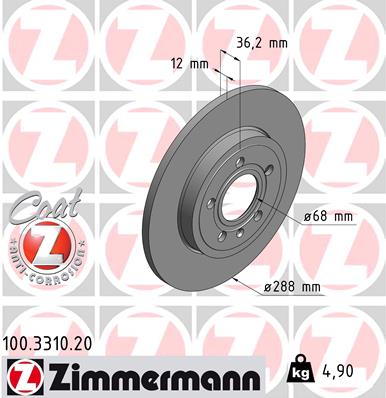 Bremsscheibe Hinterachse Zimmermann 100.3310.20 von Zimmermann