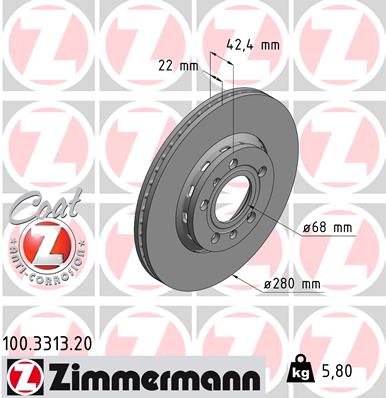 Bremsscheibe Hinterachse Zimmermann 100.3313.20 von Zimmermann