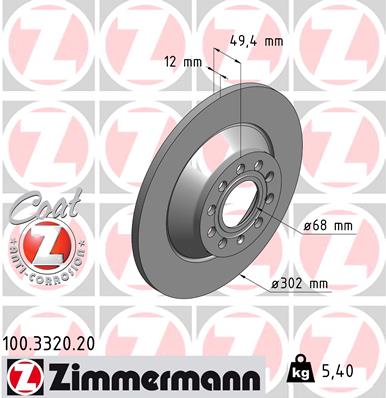 Bremsscheibe Hinterachse Zimmermann 100.3320.20 von Zimmermann