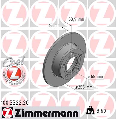 Bremsscheibe Hinterachse Zimmermann 100.3322.20 von Zimmermann