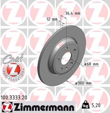 Bremsscheibe Hinterachse Zimmermann 100.3333.20 von Zimmermann