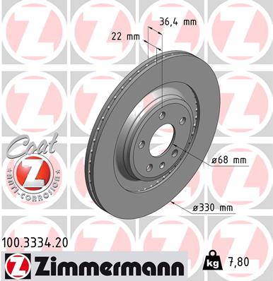 Bremsscheibe Hinterachse Zimmermann 100.3334.20 von Zimmermann