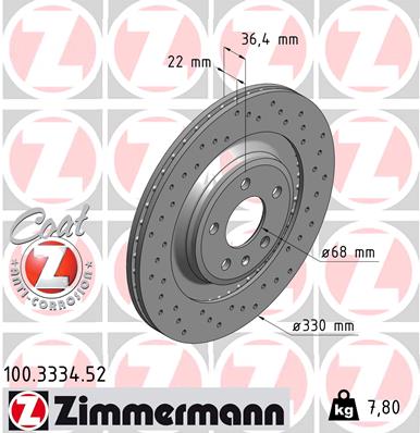 Bremsscheibe Hinterachse Zimmermann 100.3334.52 von Zimmermann