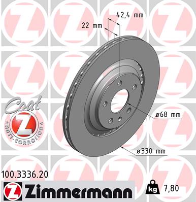 Bremsscheibe Hinterachse Zimmermann 100.3336.20 von Zimmermann