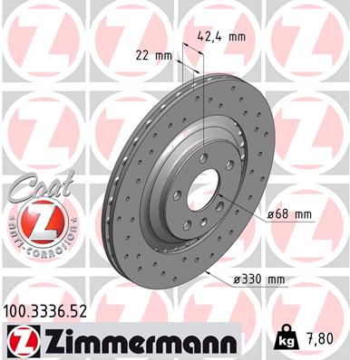 Bremsscheibe Hinterachse Zimmermann 100.3336.52 von Zimmermann