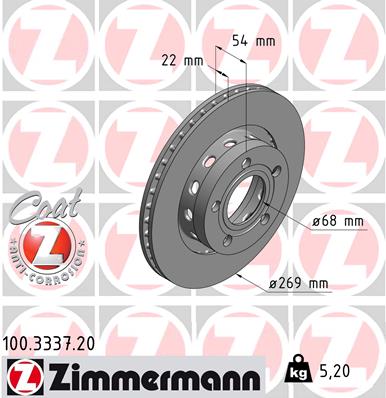 Bremsscheibe Hinterachse Zimmermann 100.3337.20 von Zimmermann