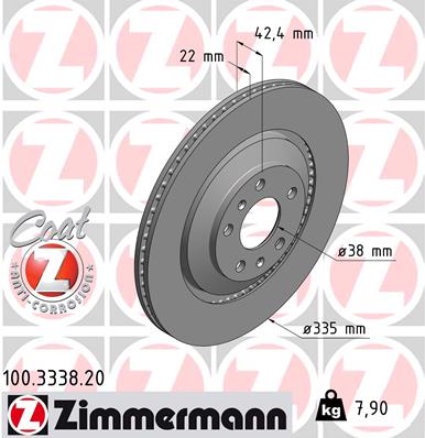 Bremsscheibe Hinterachse Zimmermann 100.3338.20 von Zimmermann