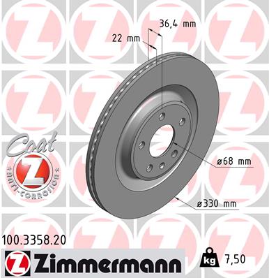 Bremsscheibe Hinterachse Zimmermann 100.3358.20 von Zimmermann