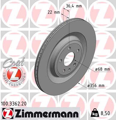 Bremsscheibe Hinterachse Zimmermann 100.3362.20 von Zimmermann