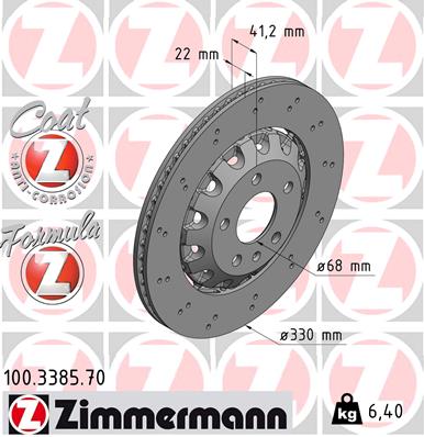 Bremsscheibe Hinterachse Zimmermann 100.3385.70 von Zimmermann