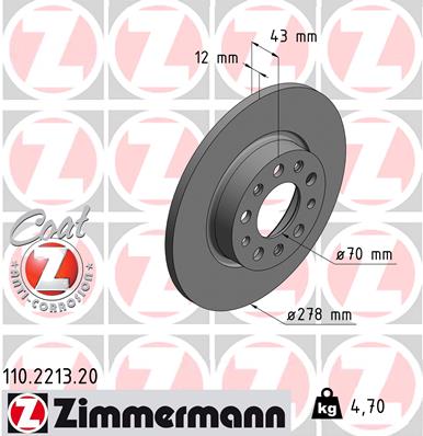 Bremsscheibe Hinterachse Zimmermann 110.2213.20 von Zimmermann