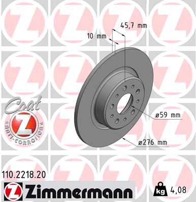 Bremsscheibe Hinterachse Zimmermann 110.2218.20 von Zimmermann