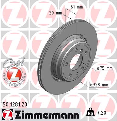 Bremsscheibe Hinterachse Zimmermann 150.1281.20 von Zimmermann