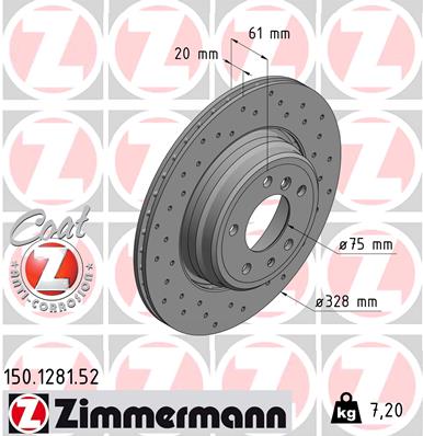 Bremsscheibe Hinterachse Zimmermann 150.1281.52 von Zimmermann