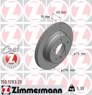 Bremsscheibe Hinterachse Zimmermann 150.1283.20 von Zimmermann