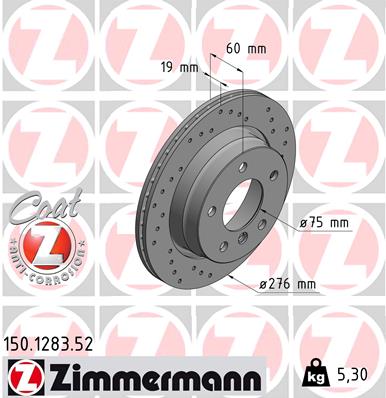 Bremsscheibe Hinterachse Zimmermann 150.1283.52 von Zimmermann