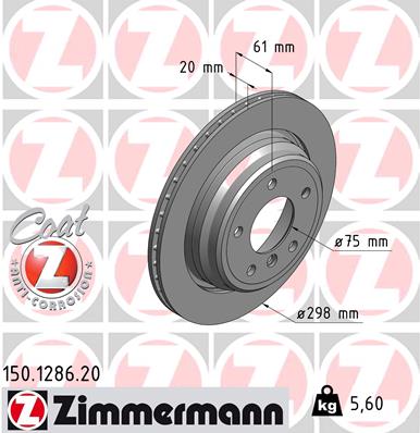 Bremsscheibe Hinterachse Zimmermann 150.1286.20 von Zimmermann