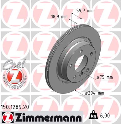 Bremsscheibe Hinterachse Zimmermann 150.1289.20 von Zimmermann