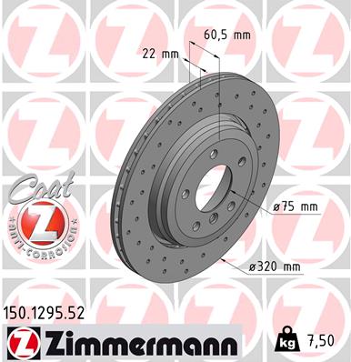 Bremsscheibe Hinterachse Zimmermann 150.1295.52 von Zimmermann