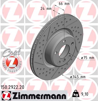 Bremsscheibe Hinterachse Zimmermann 150.2922.20 von Zimmermann