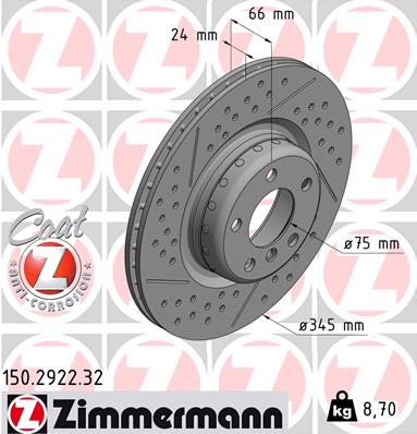 Bremsscheibe Hinterachse Zimmermann 150.2922.32 von Zimmermann