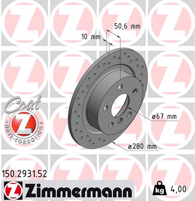 Bremsscheibe Hinterachse Zimmermann 150.2931.52 von Zimmermann