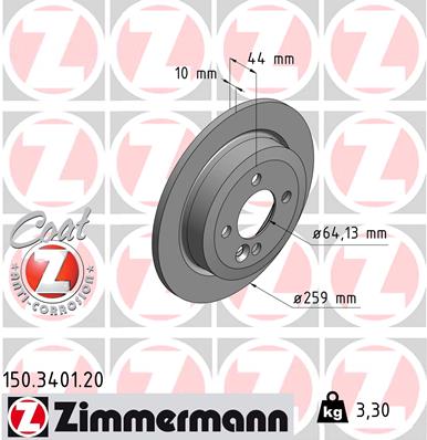 Bremsscheibe Hinterachse Zimmermann 150.3401.20 von Zimmermann