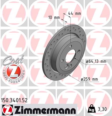 Bremsscheibe Hinterachse Zimmermann 150.3401.52 von Zimmermann