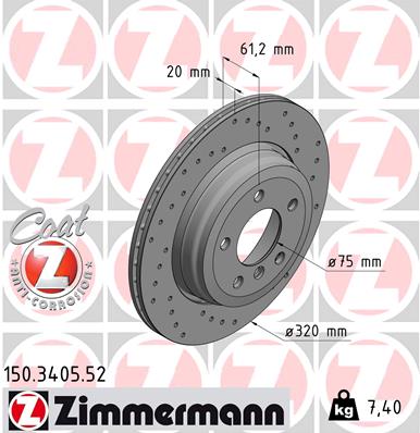 Bremsscheibe Hinterachse Zimmermann 150.3405.52 von Zimmermann