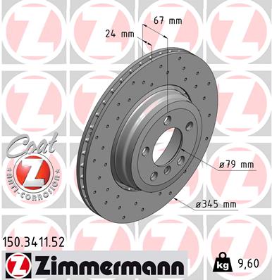 Bremsscheibe Hinterachse Zimmermann 150.3411.52 von Zimmermann