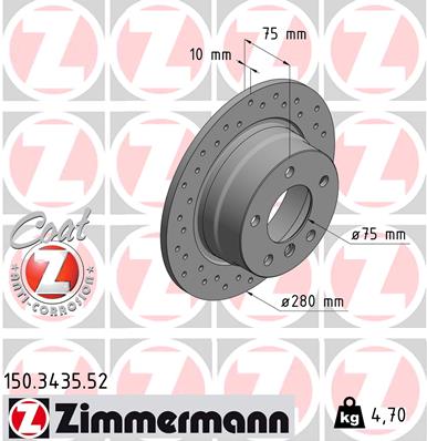 Bremsscheibe Hinterachse Zimmermann 150.3435.52 von Zimmermann