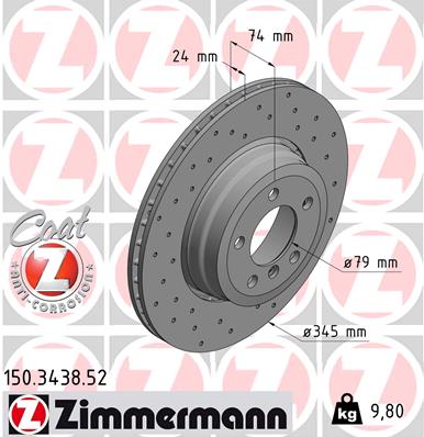 Bremsscheibe Hinterachse Zimmermann 150.3438.52 von Zimmermann