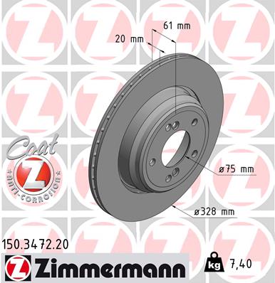 Bremsscheibe Hinterachse Zimmermann 150.3472.20 von Zimmermann