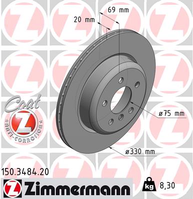 Bremsscheibe Hinterachse Zimmermann 150.3484.20 von Zimmermann