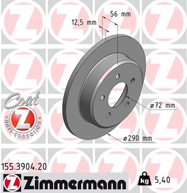 Bremsscheibe Hinterachse Zimmermann 155.3904.20 von Zimmermann