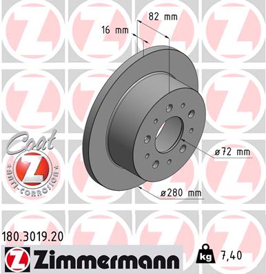 Bremsscheibe Hinterachse Zimmermann 180.3019.20 von Zimmermann