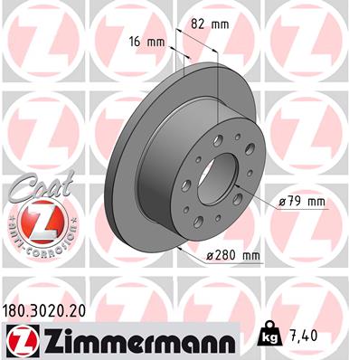 Bremsscheibe Hinterachse Zimmermann 180.3020.20 von Zimmermann