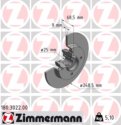 Bremsscheibe Hinterachse Zimmermann 180.3022.00 von Zimmermann